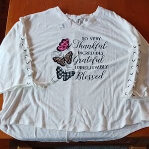 Cato White Long Sleeve Top with Butterfly Design